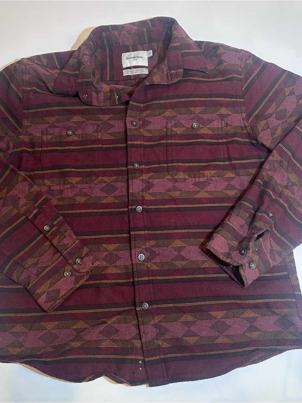 Goodfellow & Co Burgundy Striped Pattern Shirt Jacket